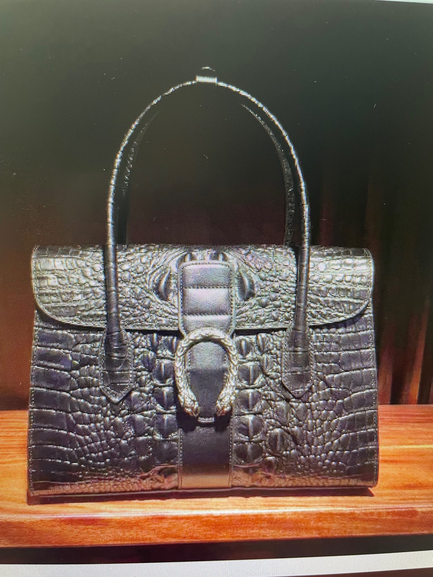 Handmade and Hand Stiched Crocodile embossed leather tote – June